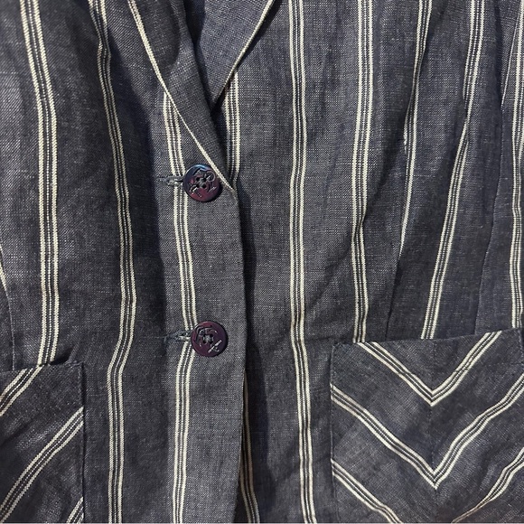 Cabi 100% linen nautical buttons striped women’s size 8 business casual blazer - Picture 2 of 11